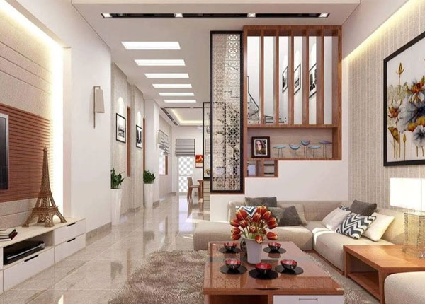 Vách ngăn phòng khách và phòng bếp hiện đại