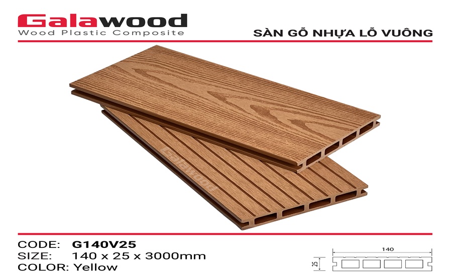 Sàn gỗ nhựa chịu lực ngoài trời Galawood 25mm G140V25