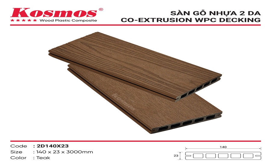 Sàn Gỗ nhựa 2 da Kosmos 23mm 2D140X23