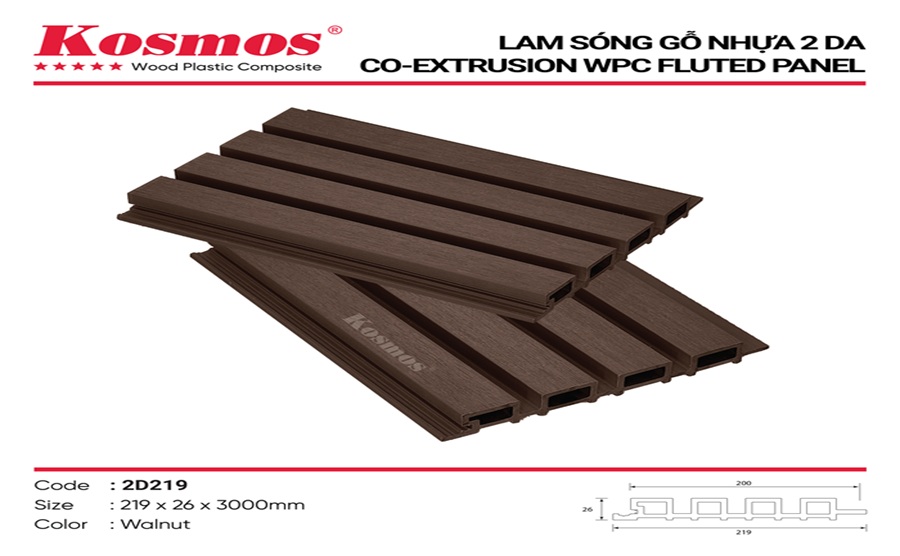 Tấm ốp lam sóng ngoài trời Kosmos 26mm Walnut