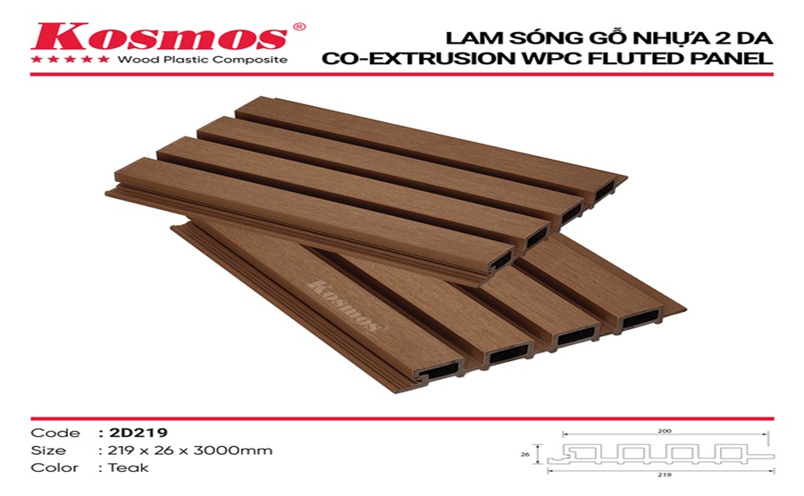 Tấm ốp lam sóng ngoài trời Kosmos 26mm Teak